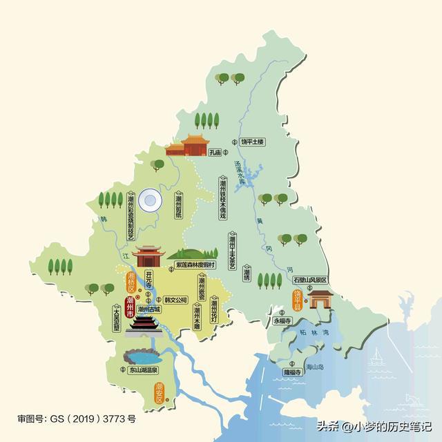 广东省潮州市地图简笔画，探索城市风貌的简易指南